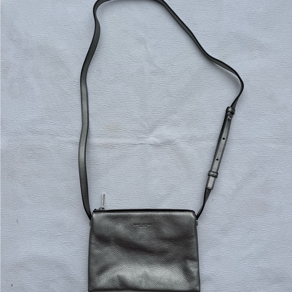 NWOT Marc Jacobs Metallic Silver Leather Crossbody Bag